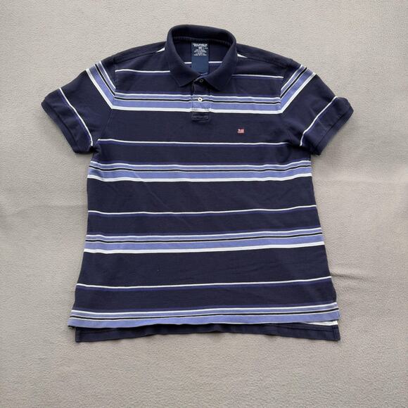 Polo Jeans Co Ralph Lauren Polo Shirt Mens XL Navy Blue Striped Short Sleeve - Picture 1 of 8